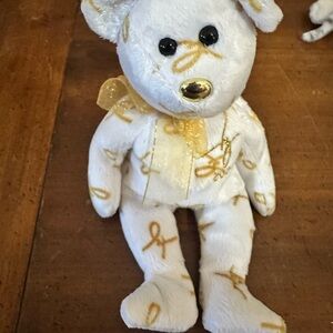 5 for $25 Ty Signature Bear with White and Gold Accents